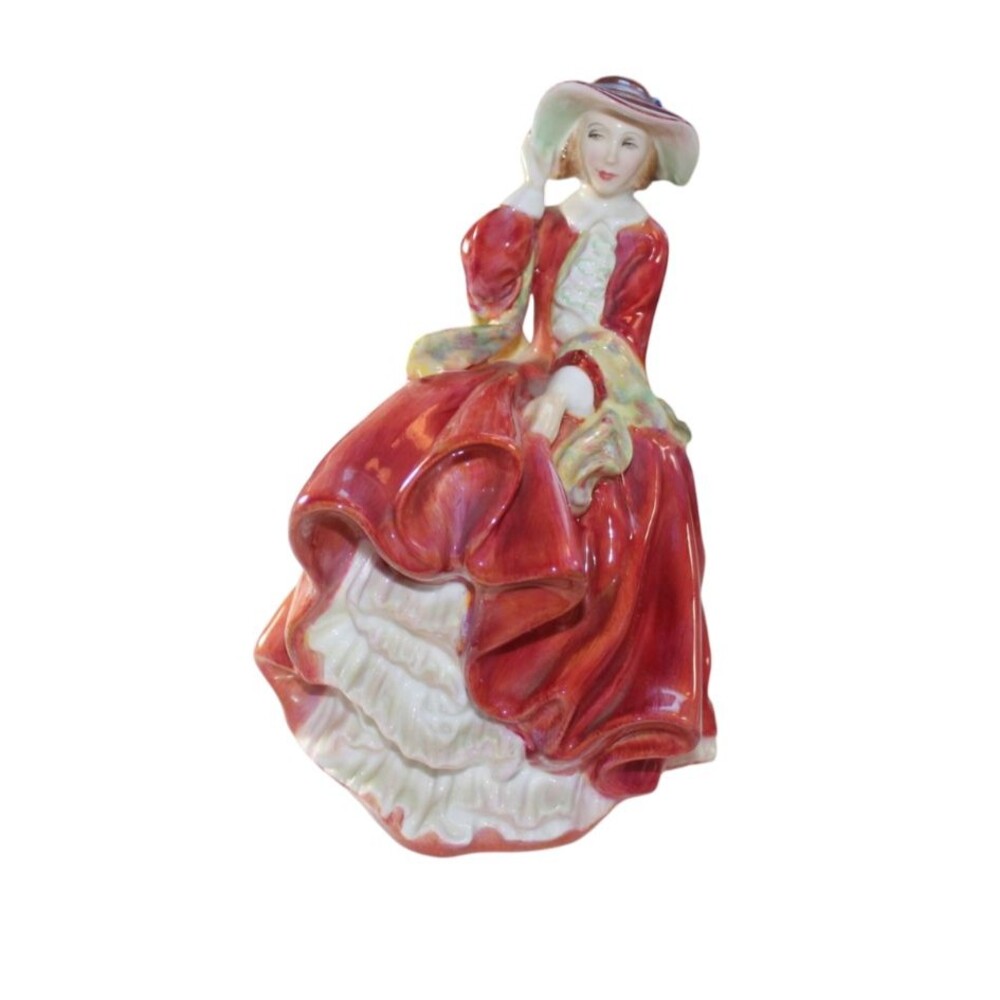 Royal Doulton Lady Porcelain Figurine “Top O' The Hill" Red Dress & Hat 1937